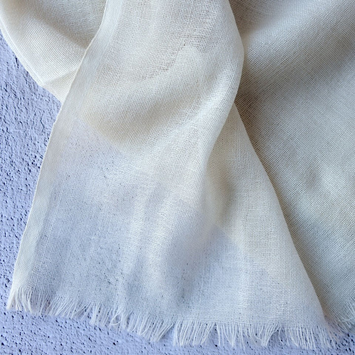 Handloomed Plain Weave Wool Scarf – 70 x 200cm with Eyelash Fringe