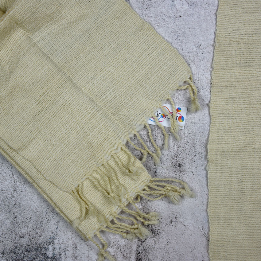 Merino Wool Thick Handloomed Scarf 24 x 180cm with twisted fringe