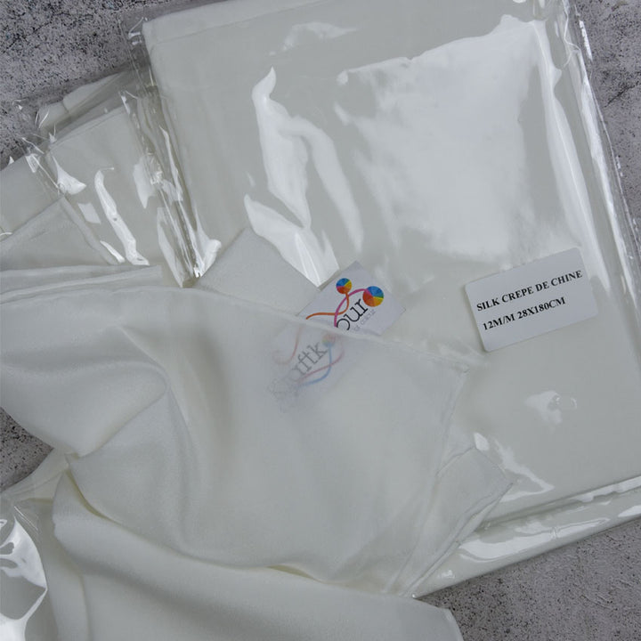 Silk Crêpe de Chine Scarf 28 x 180cm – 12mm – Natural White