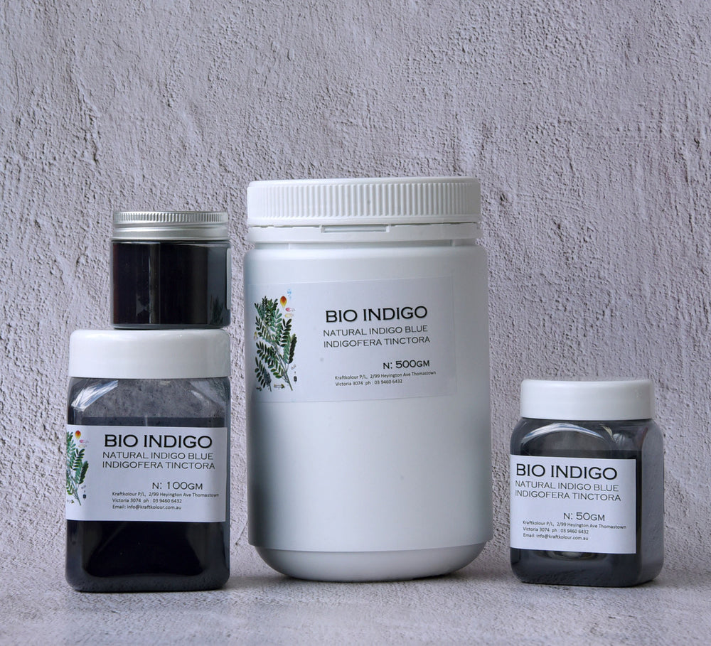 Bio indigo natural indigo blue dye jars and tub in 50g, 100g and 500g sizes
