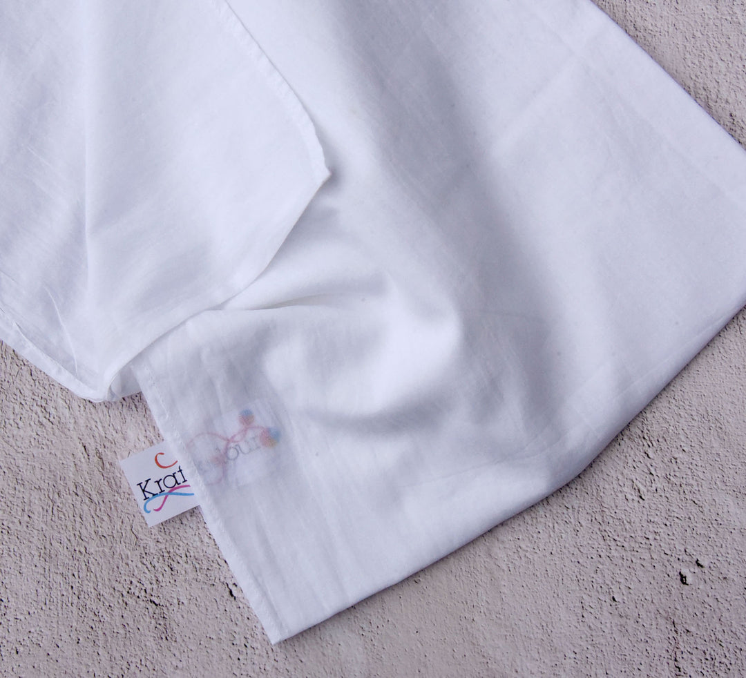 Fine White Cotton Voile Scarf 50 x 200cm (no fringe)