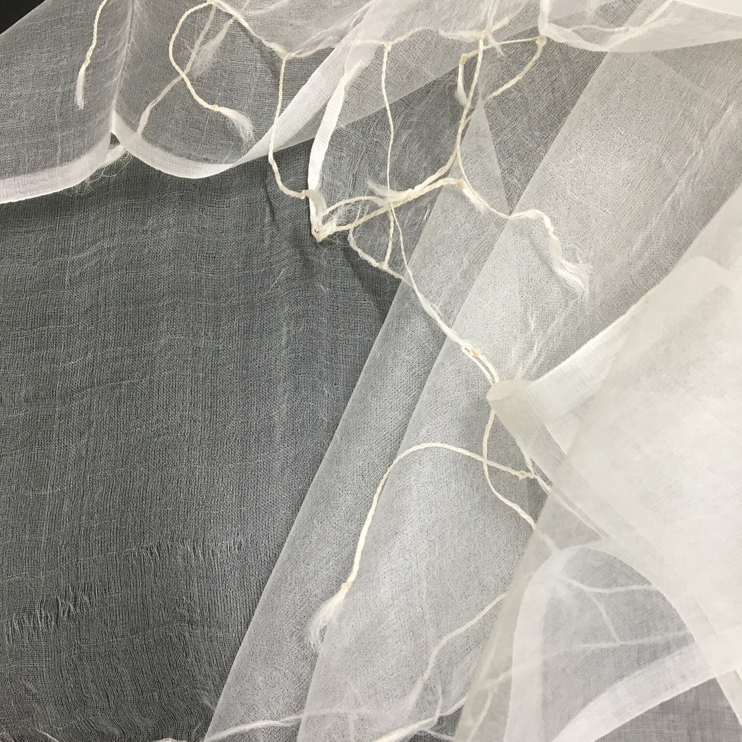 Fine Natural White Organza Scarf 2.8mm 100 x 200cm with fringe