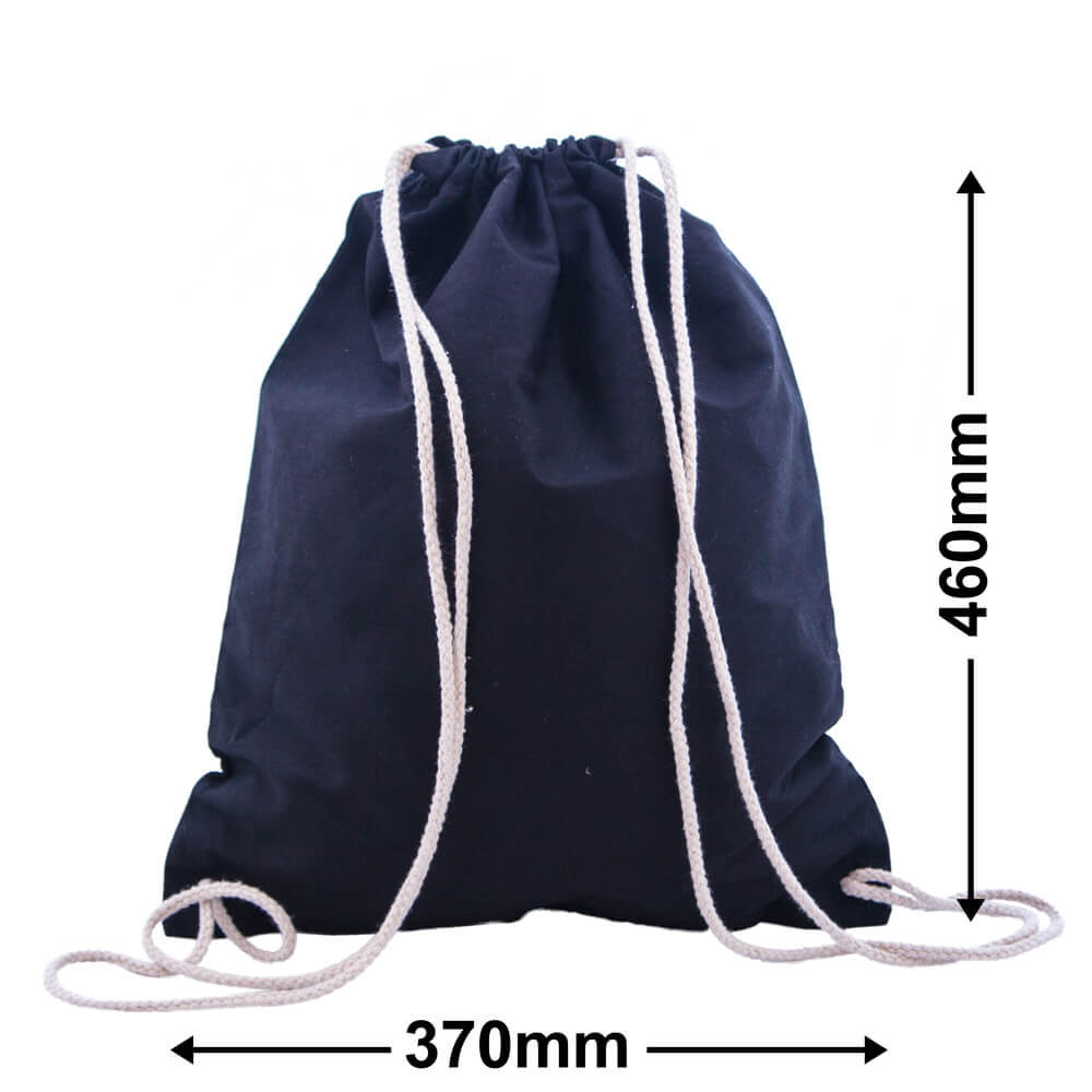 Calico Drawstring Backpack 37 x 46cm BLACK