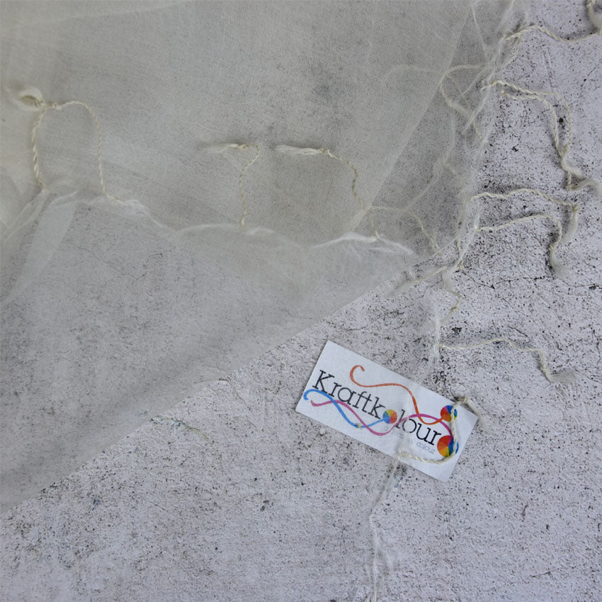 Fine Natural White Organza Scarf 2.8mm 70 x 200cm with fringe