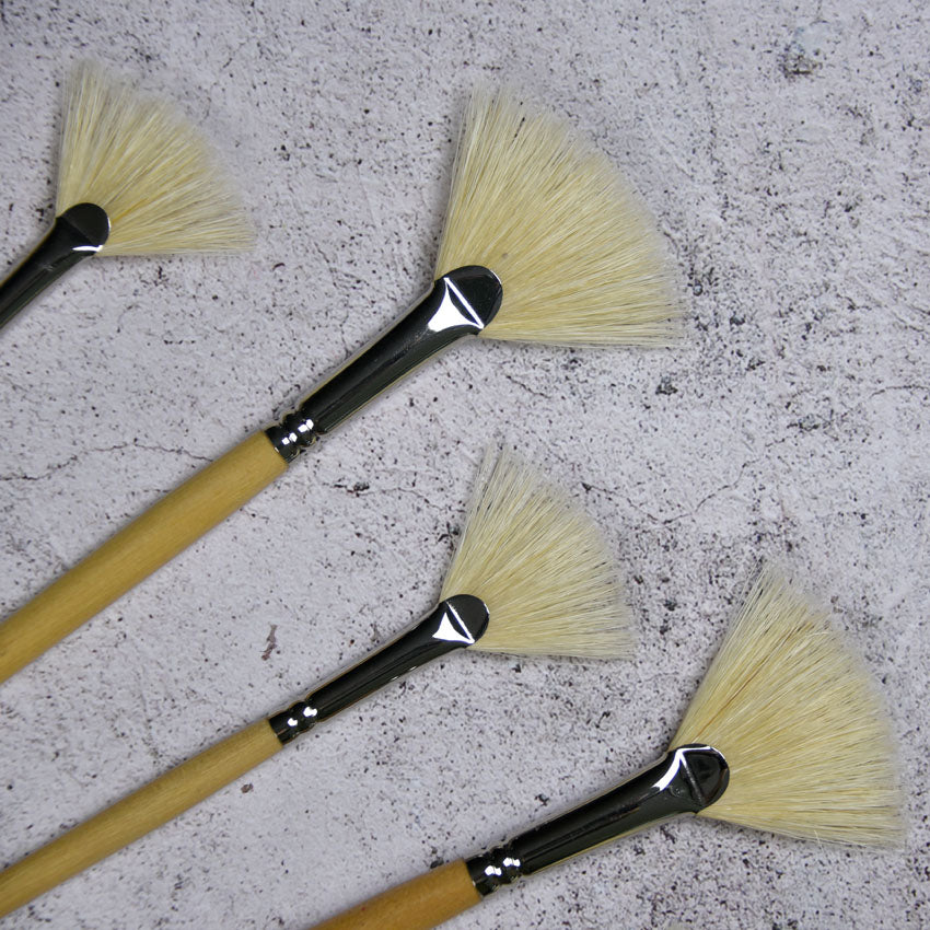 Fan Long Handled Bristle Brush - Light Handle