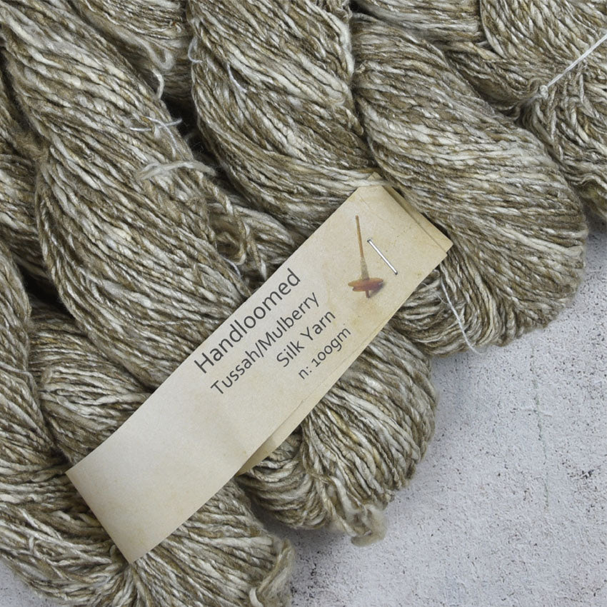Handloomed Mulberry/Tussah Rustic Blend Silk Yarn - 100gm
