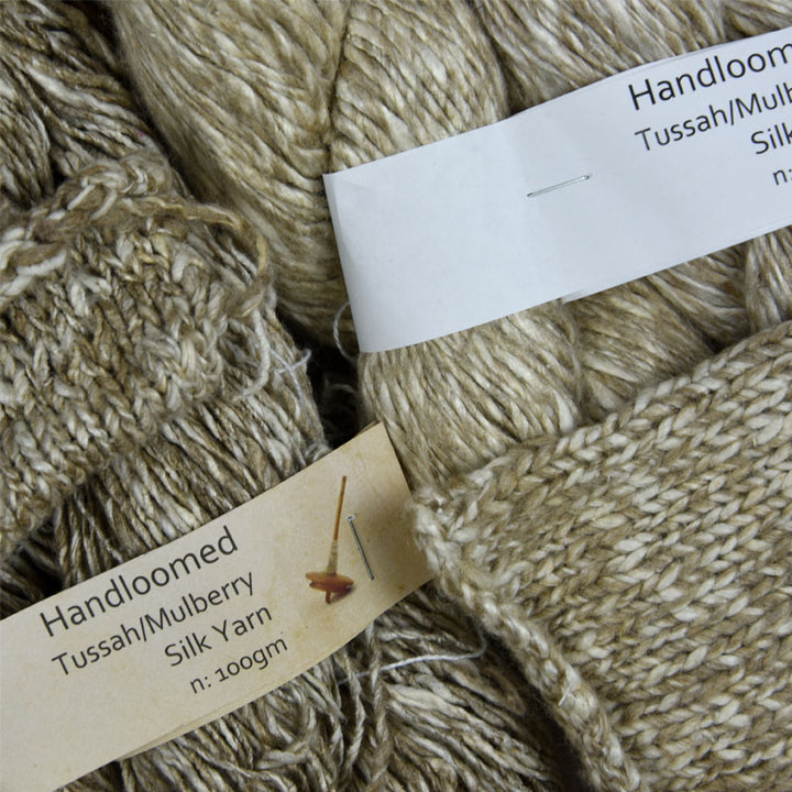 Handloomed Mulberry/Tussah Rustic Blend Silk Yarn - 100gm