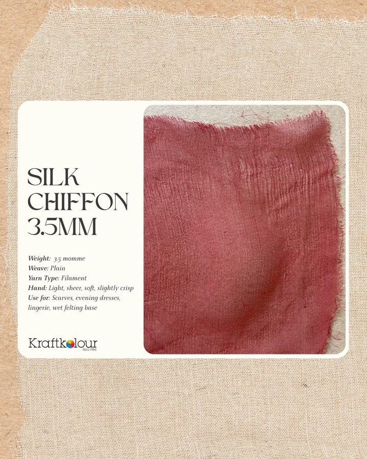 Pure Silk Chiffon (Tissue) Fabric 3.5mm – 114cm Wide – White