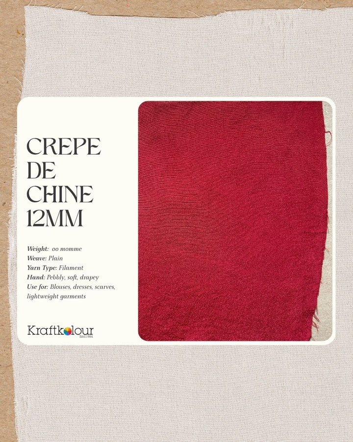 Crepe de Chine 12mm weight, 114cm wide fabric