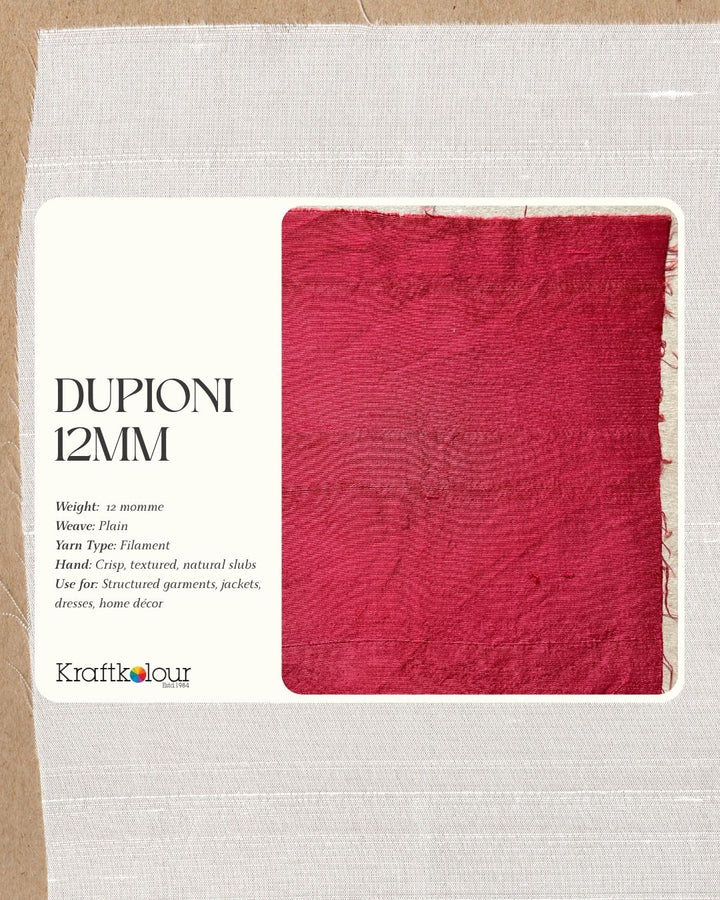 Dupioni 100% silk 12mm 114cm wide fabric
