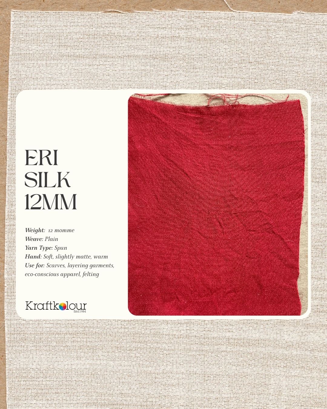 Eri “Ahimsa” Peace Silk – Handwoven Natural White 114cm Wide (85gsm)