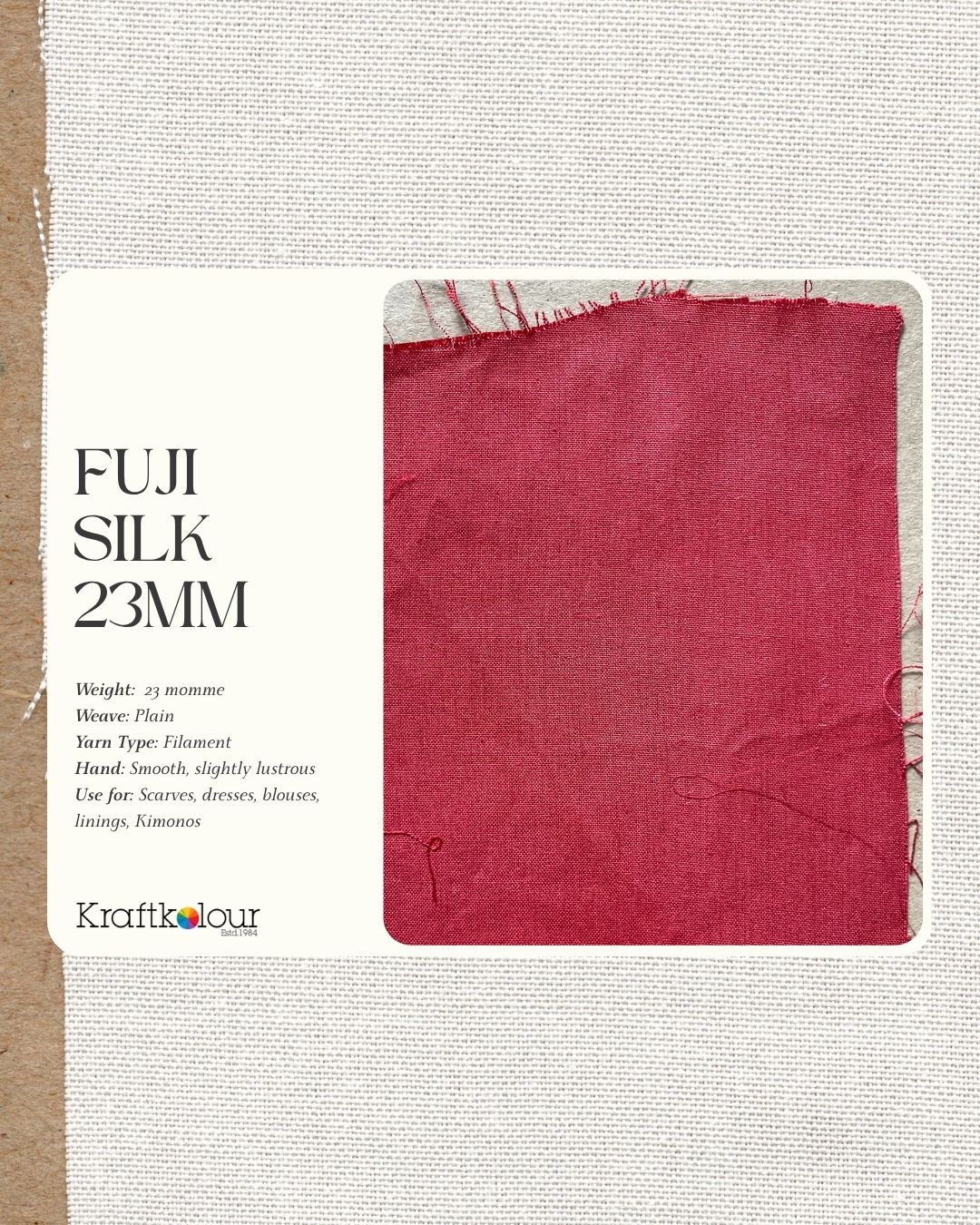 Fuji Silk Fabric 23mm – 114cm Wide – Natural White