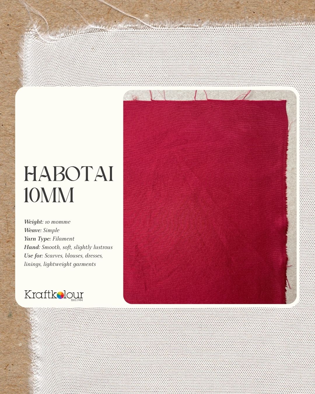 Pure Silk Habotai Fabric 10mm – 114cm Wide – Natural White