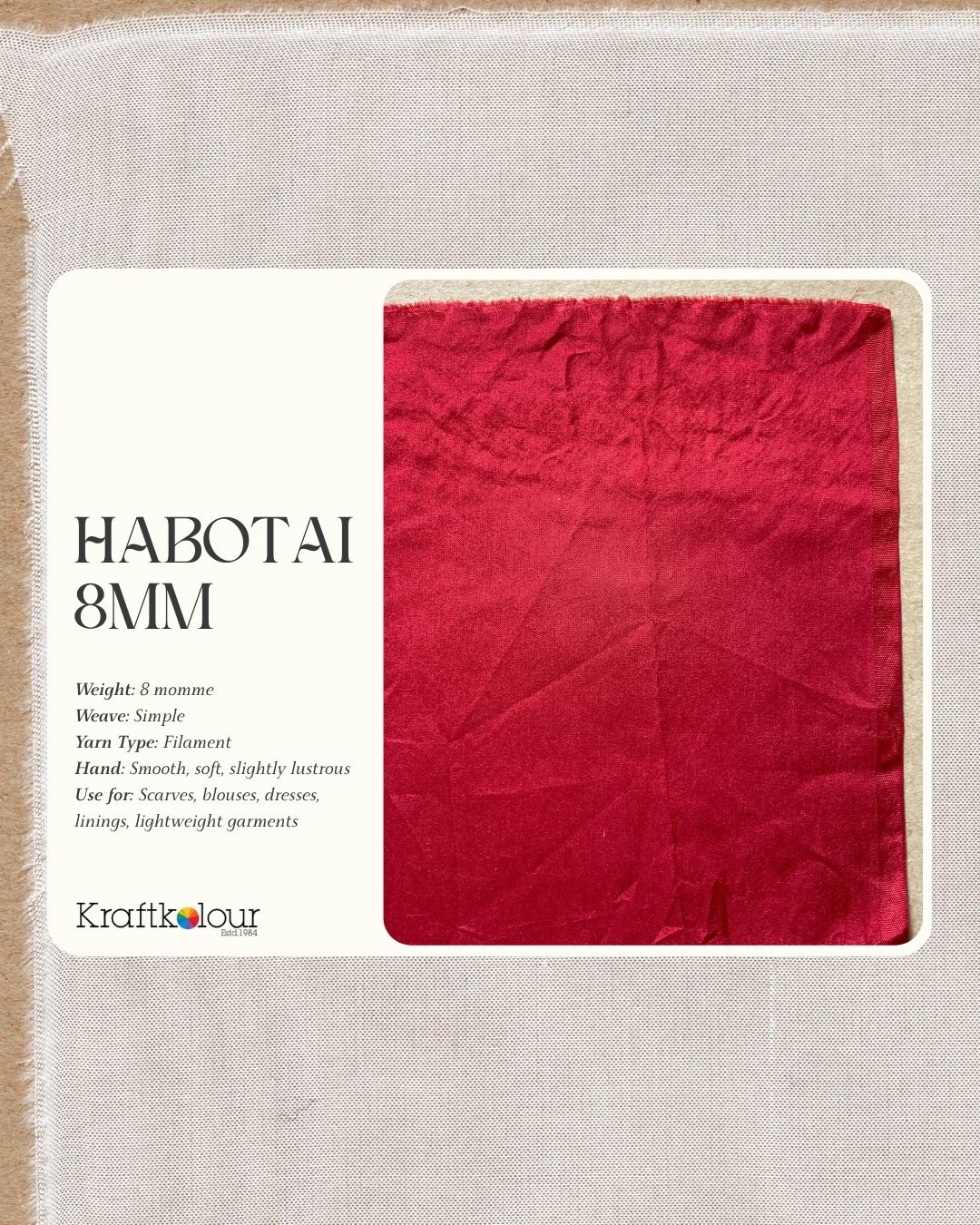 Pure Silk Habotai Fabric 8mm – 140cm Wide – Natural White