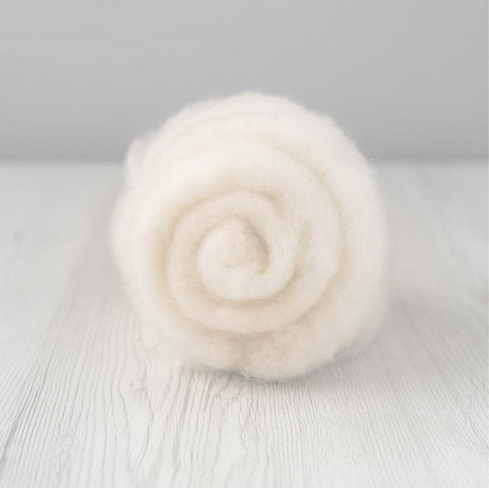 DHG 28 Micron Carded Wool Batts - Natural White