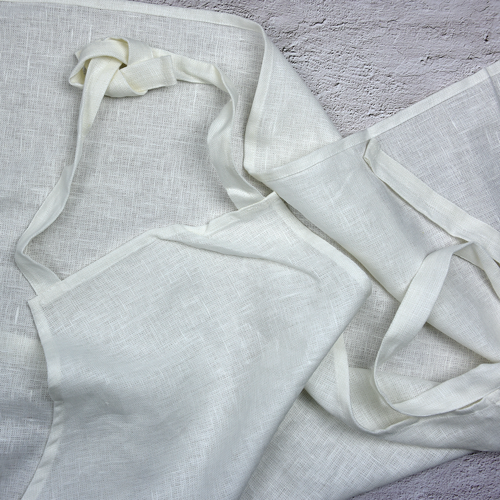 Pure Linen Apron 70 x 80cm – Natural White | 245gsm – Ready to Decorate