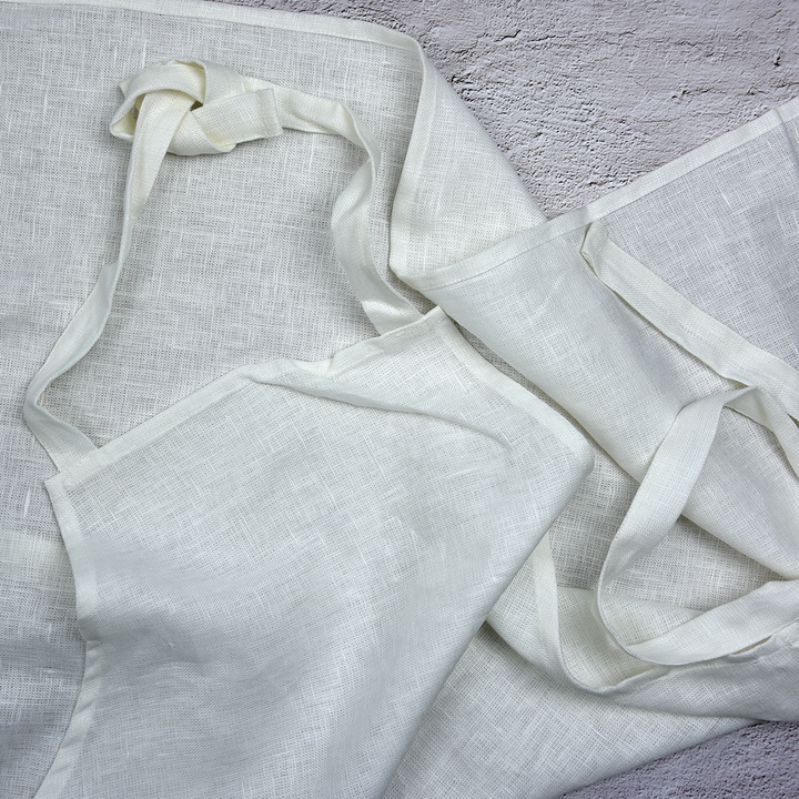 Pure Linen Apron 70 x 80cm – Natural White | 245gsm – Ready to Decorate