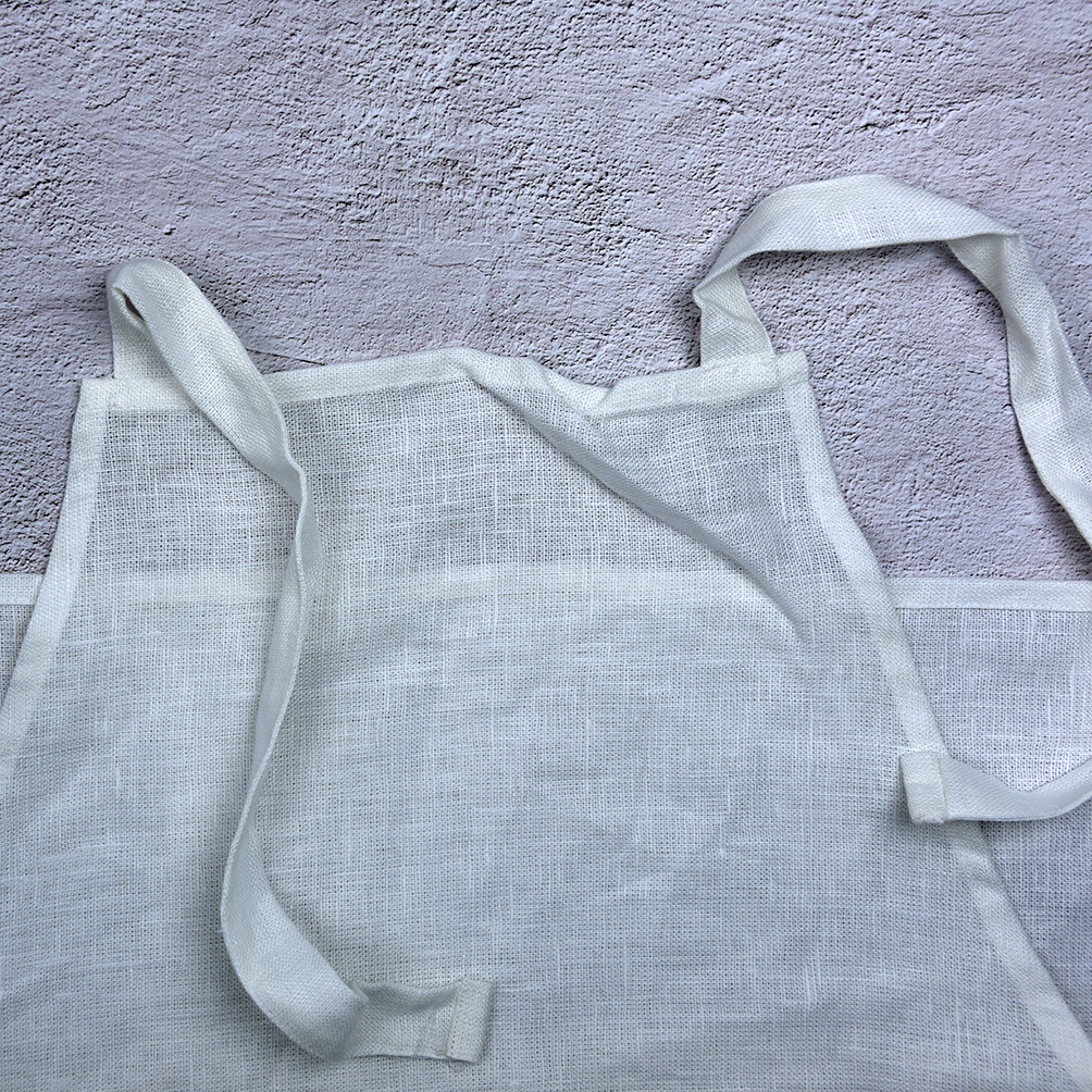Pure Linen Apron 70 x 80cm – Natural White | 245gsm – Ready to Decorate