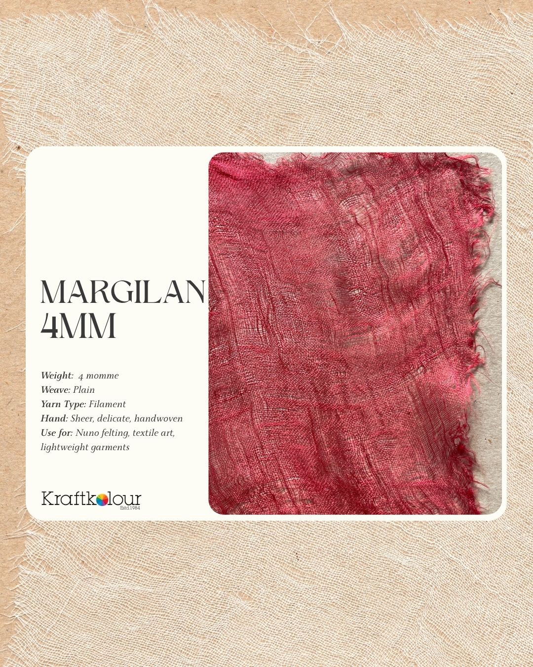 Margilan Silk Gauze Handwoven Scrim 90cm wide – Natural White