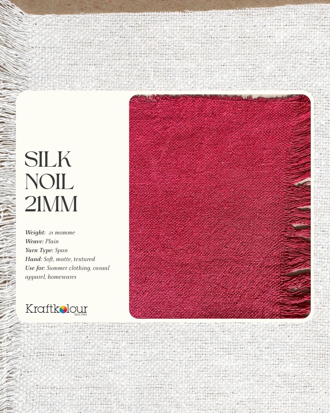 Noil Silk 135cm wide Fabric Handloomed