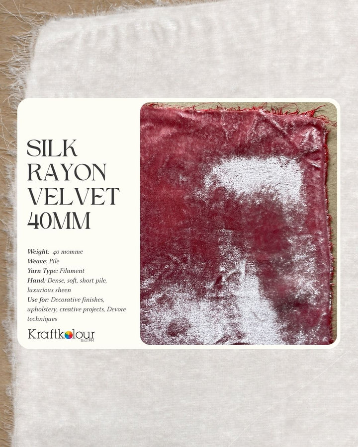 Silk Rayon Velvet Fabric 40mm – 140cm Wide – Natural White