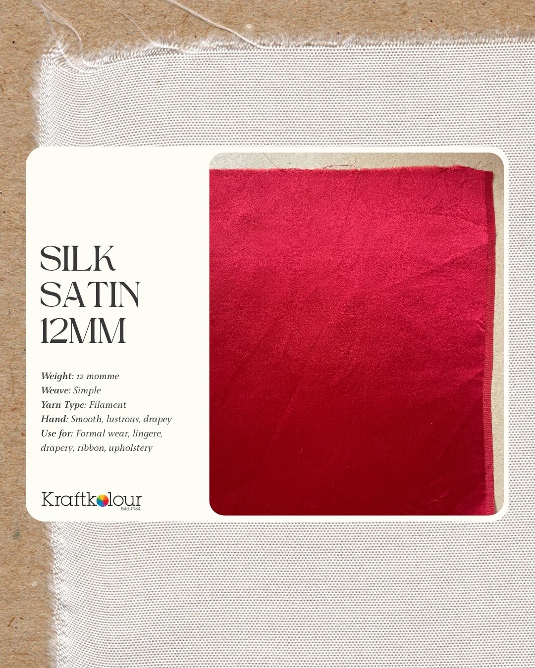 Silk Satin Scarf 28 x 180cm – 12mm – Natural White