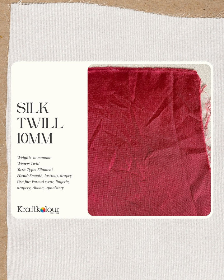 Pure Silk Twill Fabric 10mm – 114cm Wide – Natural White