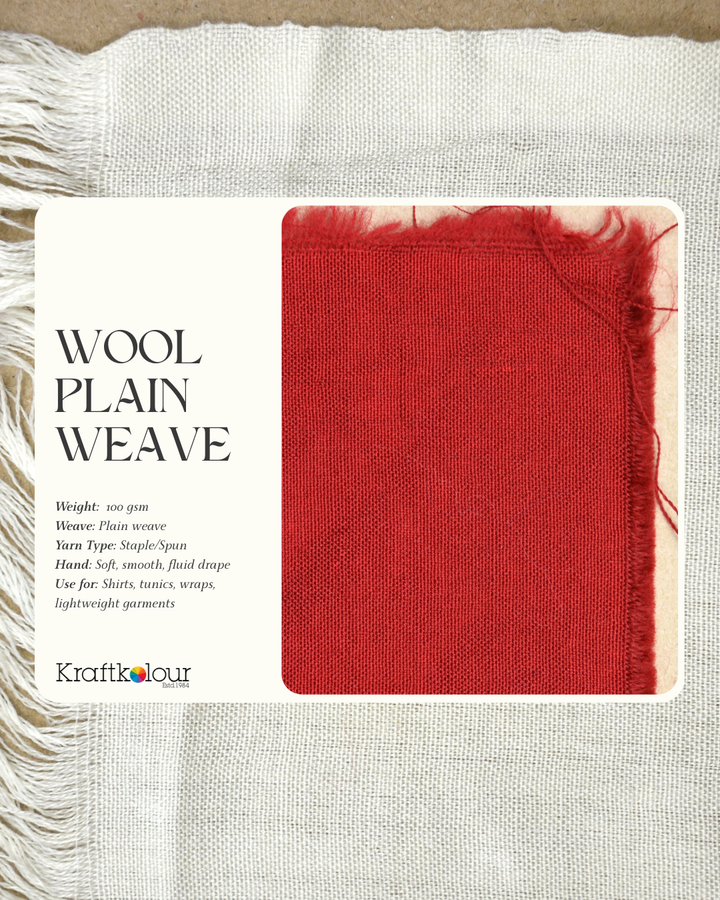 Plain Weave Merino Wool Fabric 100gsm 140cm wide – Natural White