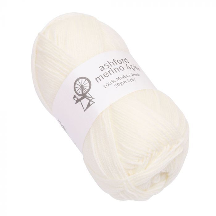 Ashford 100% Merino 4 Ply Superwash Yarn Pearl 50gm